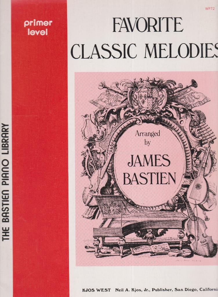JAMES BASTIEN - FAVORITE CLASSIC MELODIES - primer level, Muziek en Instrumenten, Gebruikt, Ophalen of Verzenden, Artiest of Componist