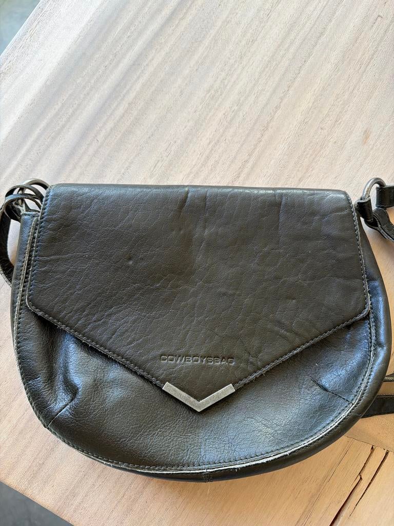 Cowboysbag leren schoudertas - Donkergroen, Overige merken, Gebruikt, Ophalen of Verzenden, Leer