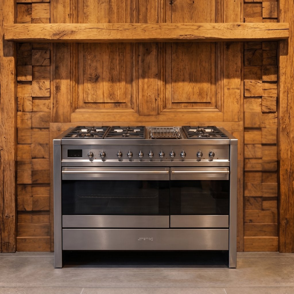 Smeg 120 cm · RVS · 6 pits · 2 ovens · Met conditierapport, Gebruikt, 60 cm of meer, Ophalen of Verzenden, Gas