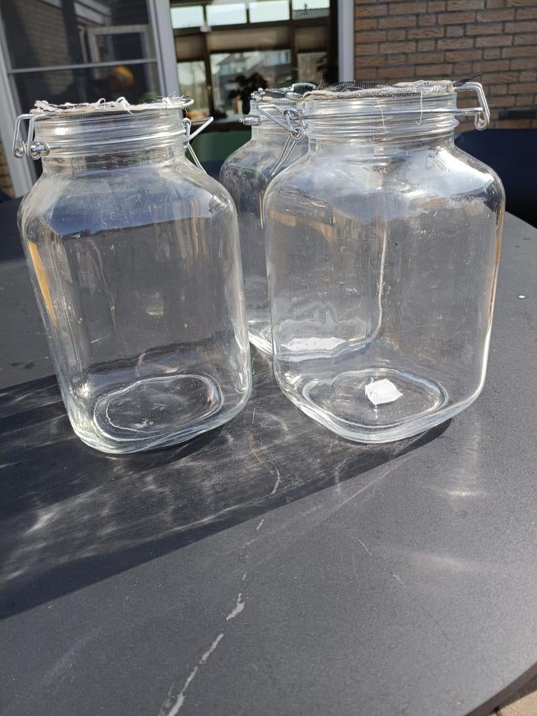 Set van 3 glazen potten met beugelsluiting, Dieren en Toebehoren, Vissen | Aquaria en Toebehoren, Ophalen, Gebruikt