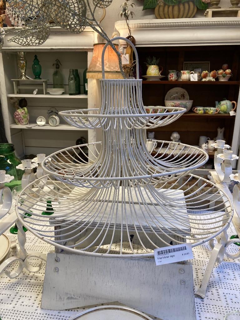 Vintage / Metalen etagere - fruitschaal / 3 laags, Ophalen of Verzenden