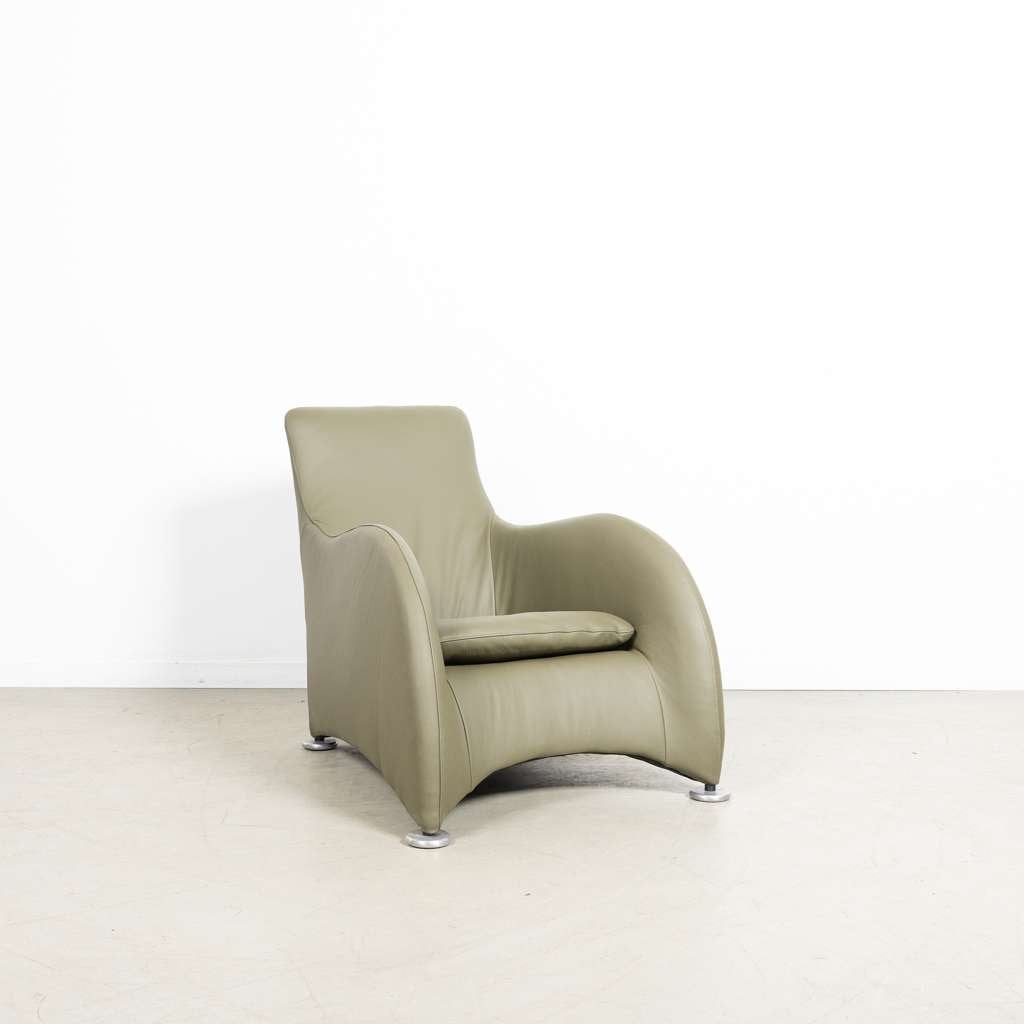 2x Montis Loge Fauteuil Groen Leer - Aluminium, Niet ingevuld, 100 tot 125 cm, Niet ingevuld, Zo goed als nieuw