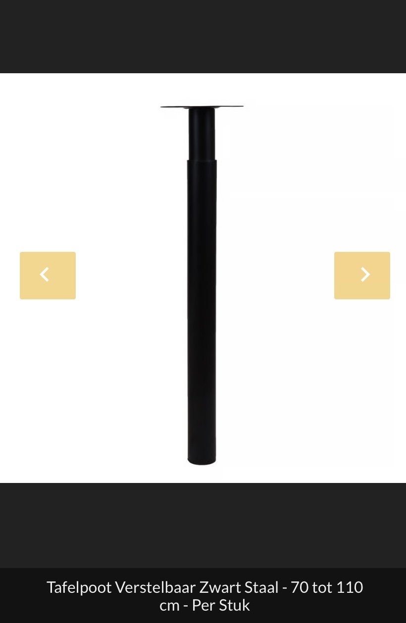 Verstelbare Zwarte Stalen Tafelpoot (70-110 cm), Tafelpoot, Minder dan 50 cm, 100 tot 150 cm, Nieuw