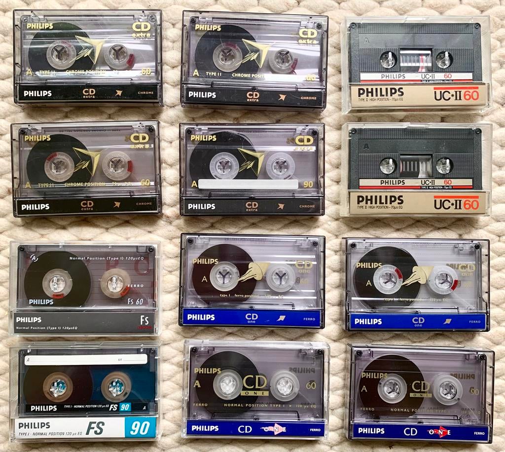 Ongebruikt 12x Philips type I II  60 90 cassettebandjes ZGAN, Cd's en Dvd's, Cassettebandjes, 2 t/m 25 bandjes, Ophalen of Verzenden