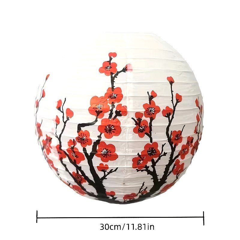 Japanse papieren lampion met kersenbloesem 3x - 30cm, Ophalen, Nieuw, Japans, Aziatisch, Kersenbloesem