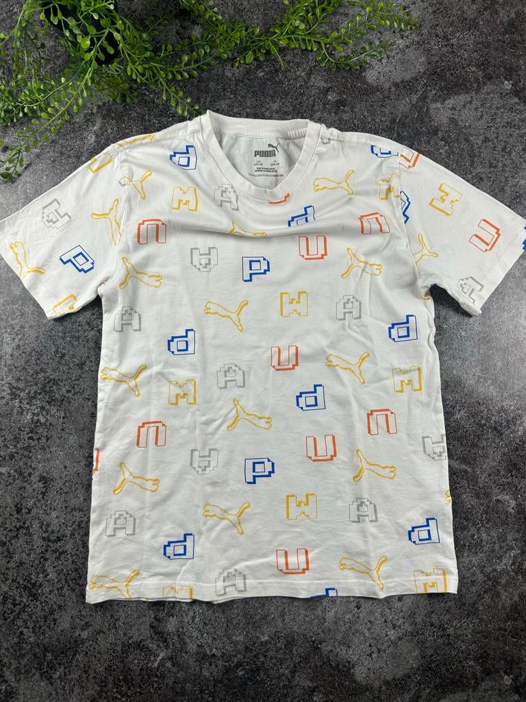Puma Pixel Logo T-shirt - Jeugd L (14-16) - Retro Gaming Sti, Ophalen of Verzenden, Zo goed als nieuw, Jongen of Meisje, Shirt of Longsleeve