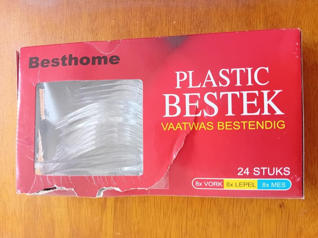 NIEUW plastic bestek 8 lepels 8 vorken 8 messen, Ophalen, Nieuw
