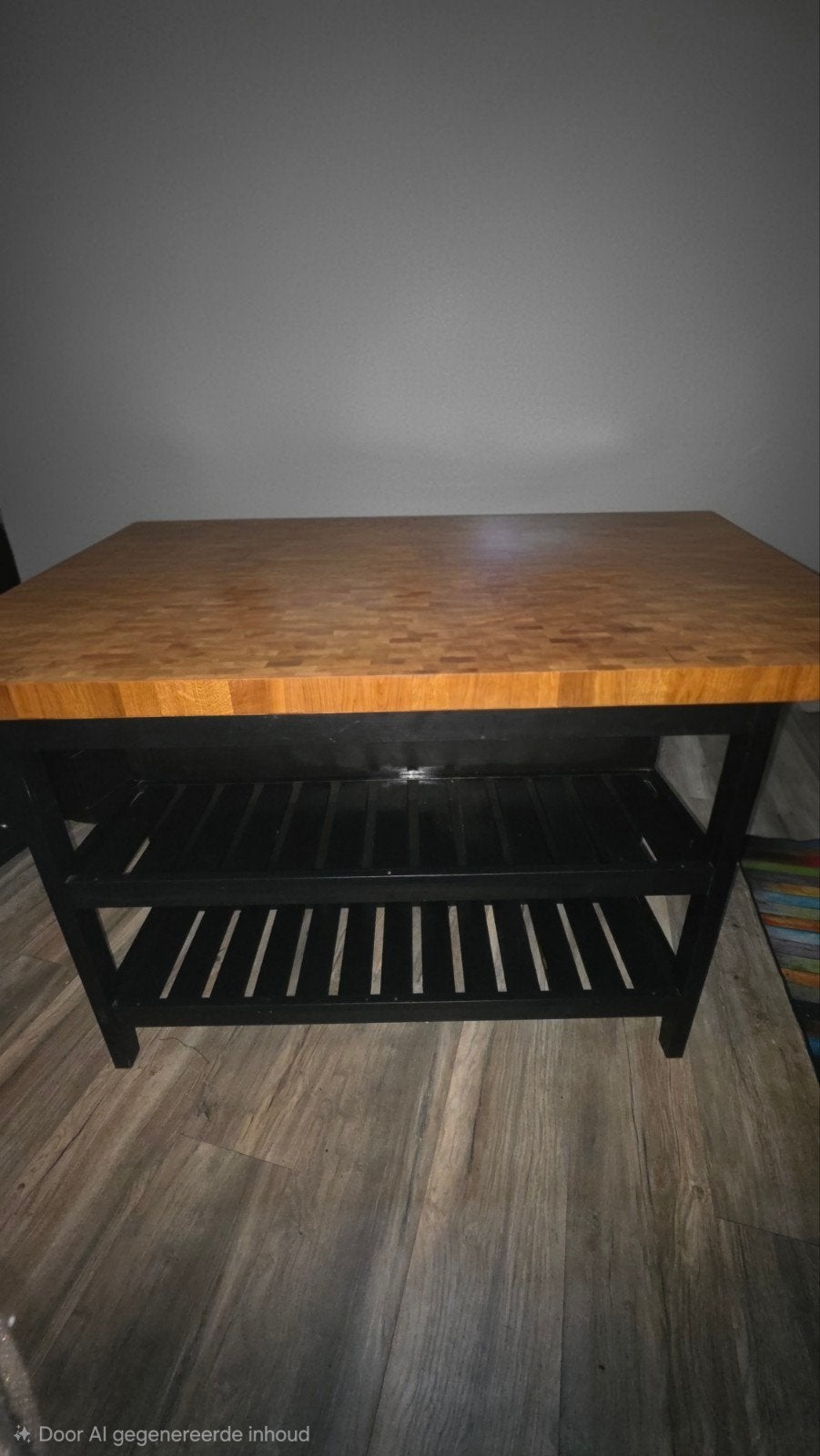 IKEA VADHOLMA keukeneiland eiken/zwart + 2 barkrukken, Ophalen, 50 tot 100 cm, 100 tot 150 cm, Rechthoekig