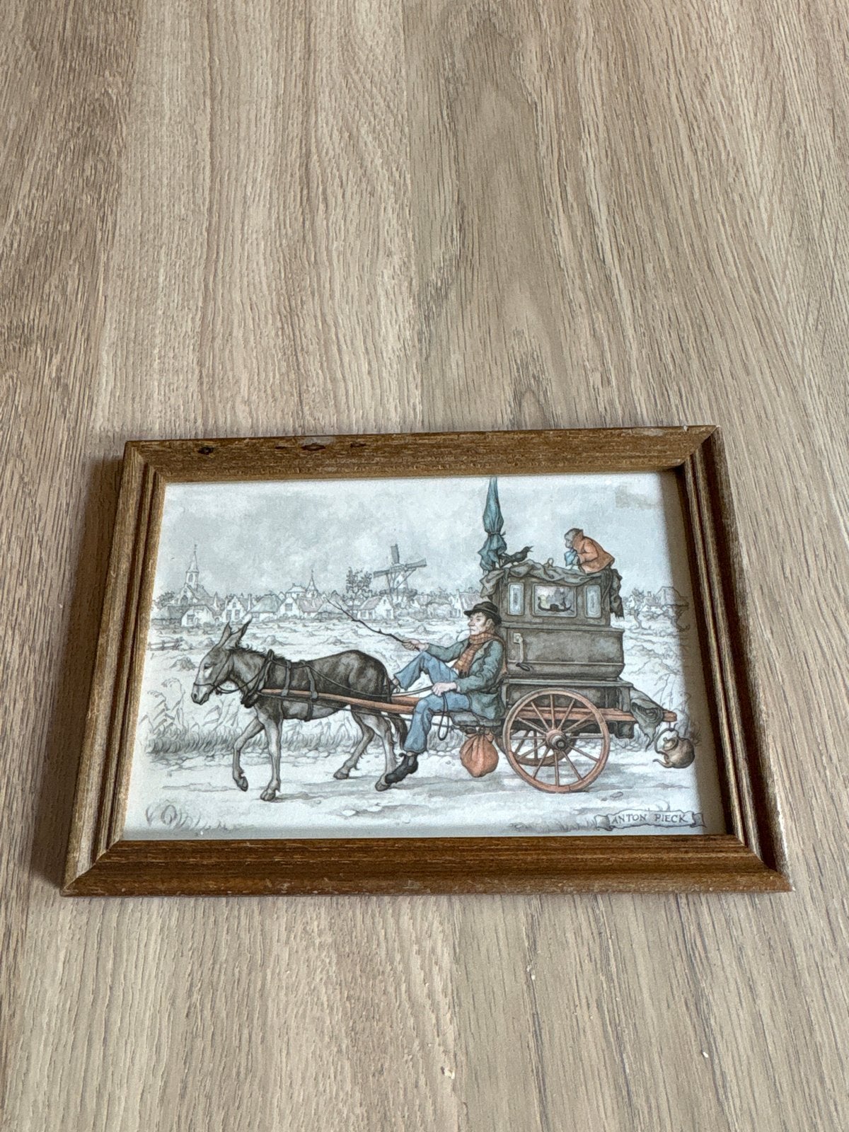 Ingelijste print van Anton Pieck, 20x30 cm, Minder dan 50 cm, Gebruikt, Oorspronkelijke maker, Ophalen of Verzenden
