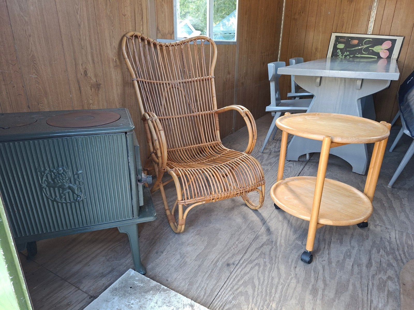 Vintage Jens Quistgaard trolley, opvouwbaar, Minder dan 55 cm, Gebruikt, Rond, Ophalen of Verzenden