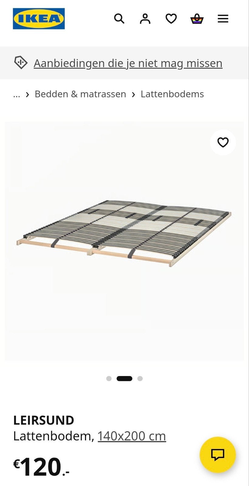 IKEA LEIRSUND Lattenbodem 140x200 cm, Overige kleuren, 200 cm, Modern, Hout