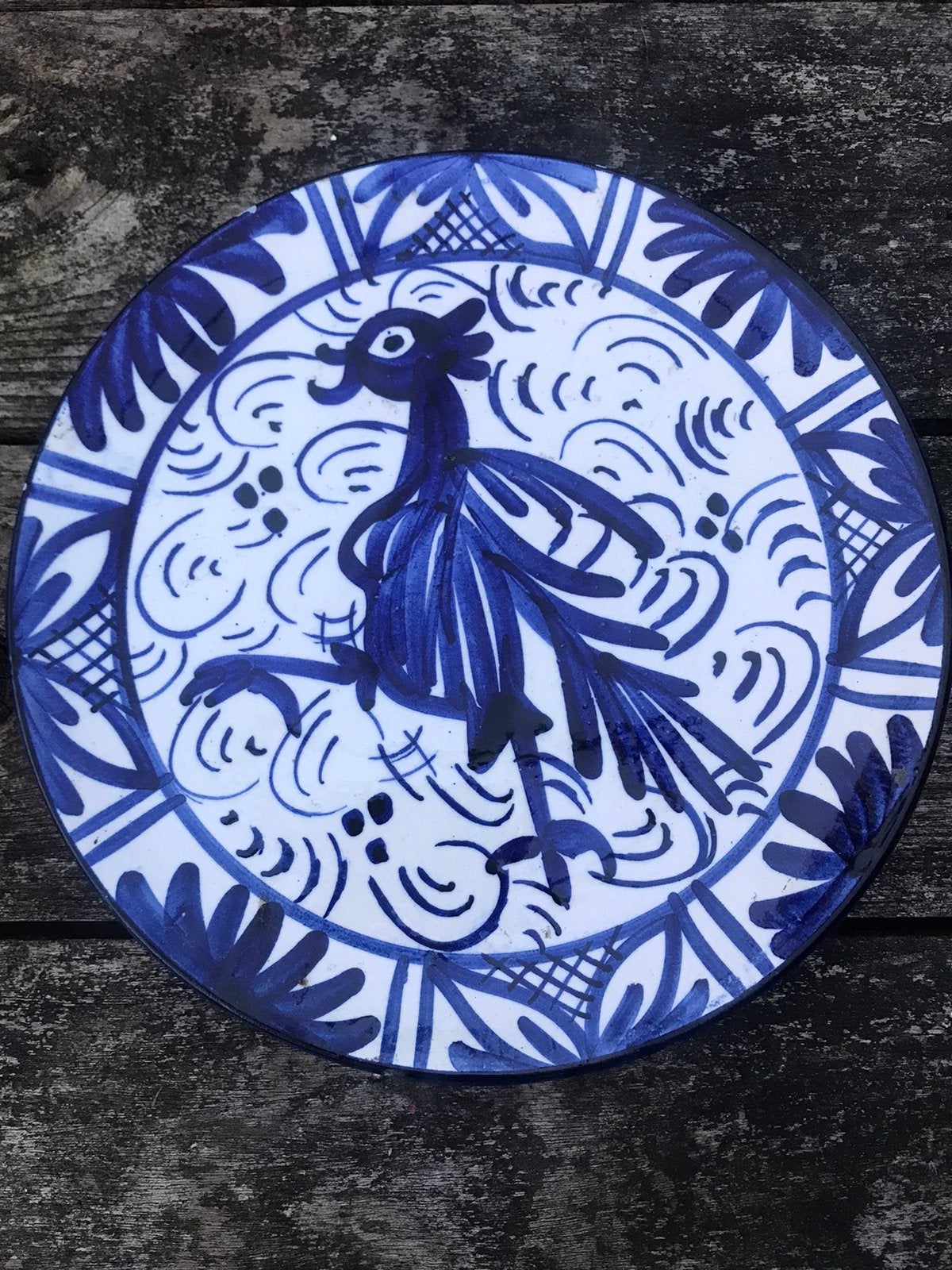 Handbeschilderd wandbord met haan, Antiek en Kunst, Ophalen of Verzenden