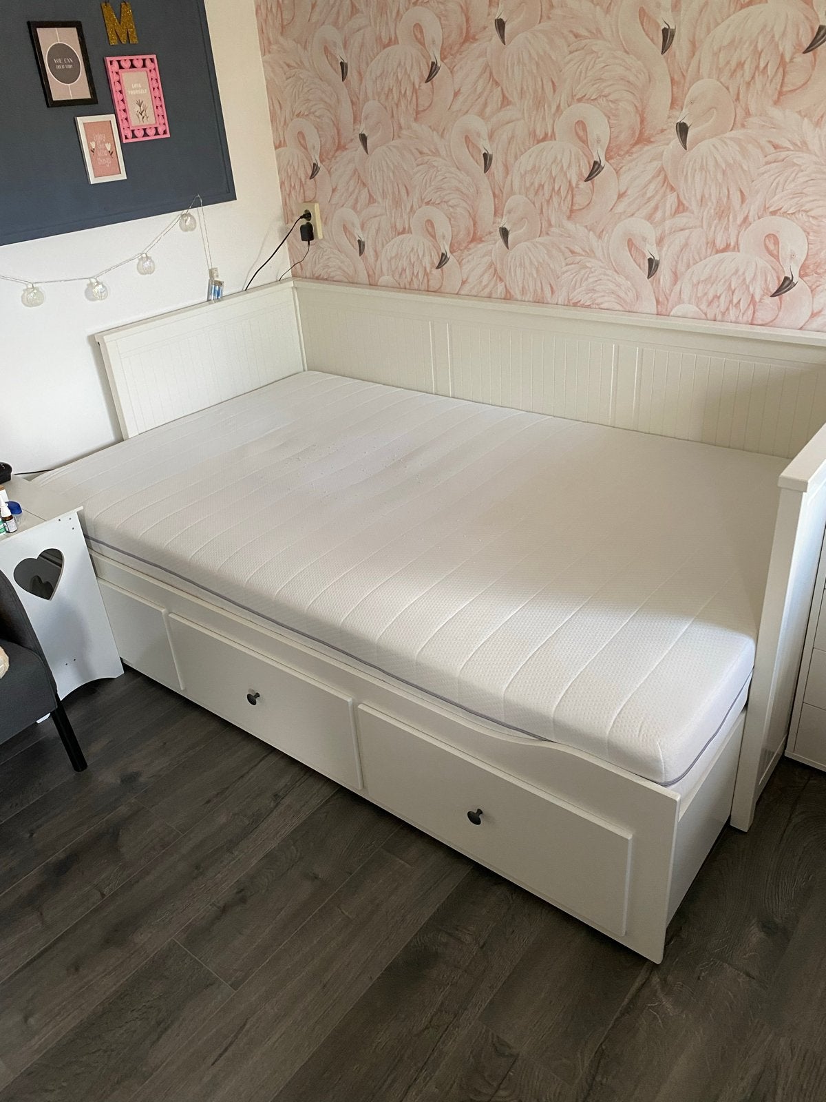 IKEA Hemnes bedbank met 3 lades en matras, Huis en Inrichting, Ophalen, Wit, Tweepersoons, 200 cm