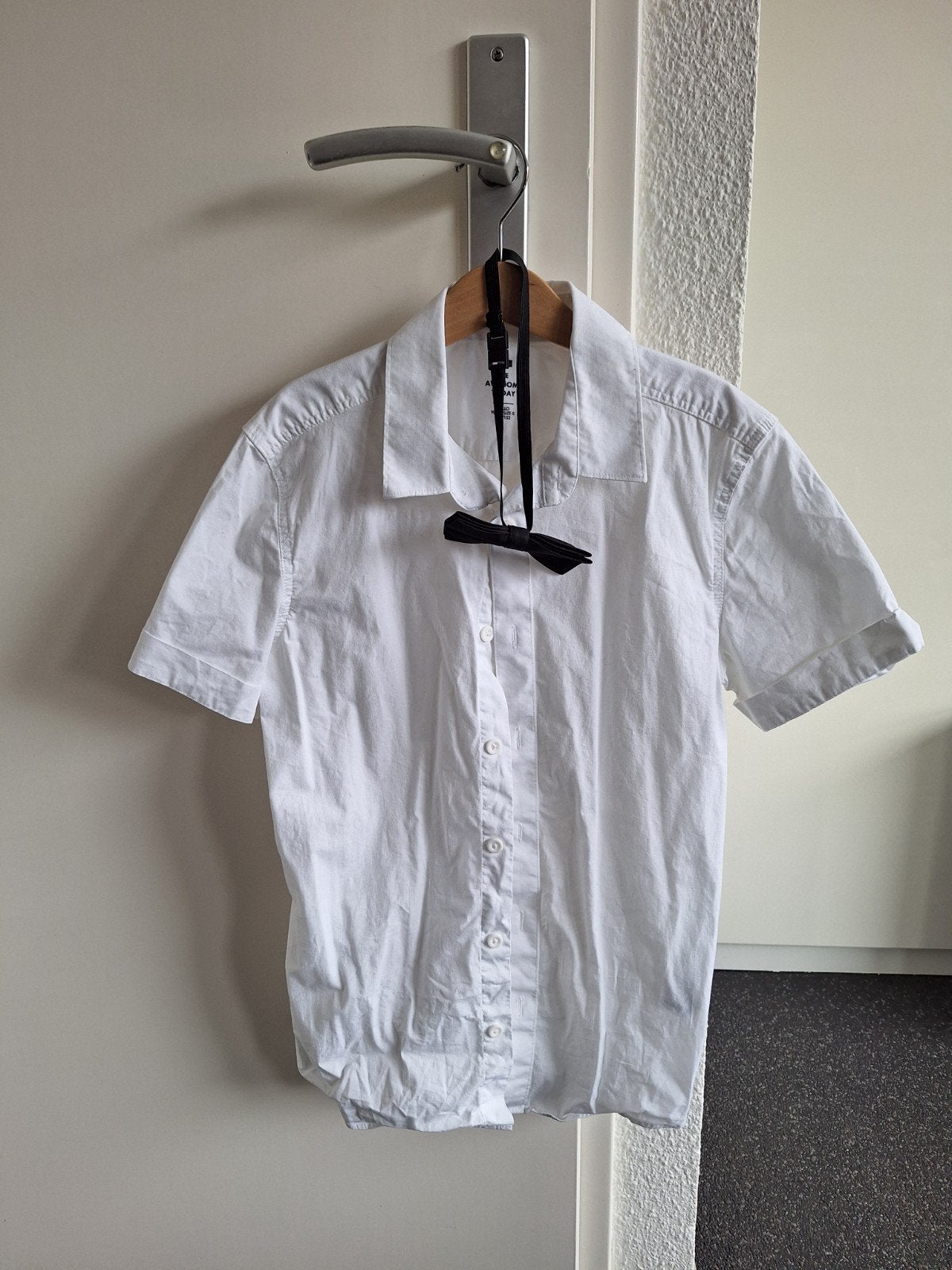 Wit jongens overhemd met korte mouwen - WE - Maat 146/152, Ophalen of Verzenden, Zo goed als nieuw, Jongen, Overhemd of Blouse