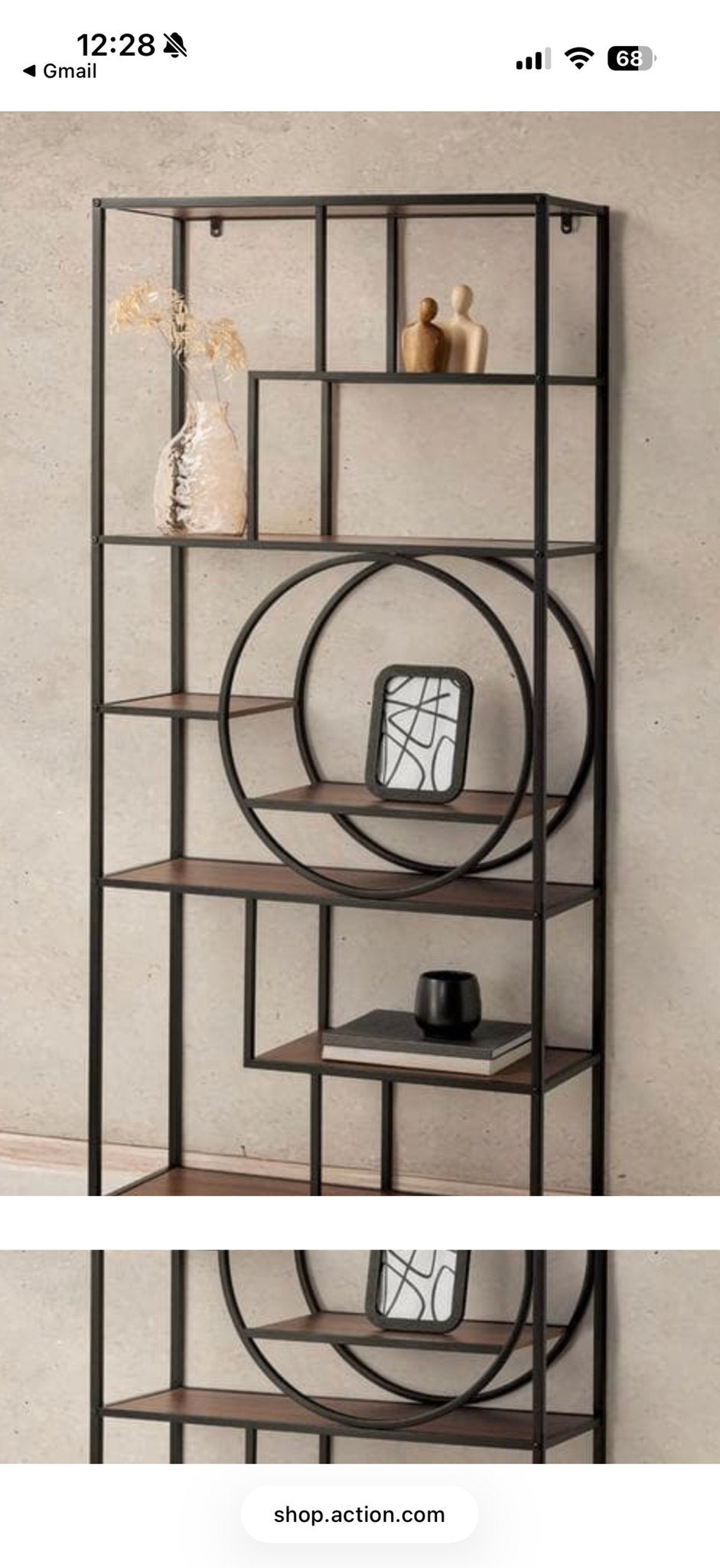 Moderne open kast met metalen frame en houten planken, Ophalen, Met plank(en), 50 tot 100 cm, Zo goed als nieuw