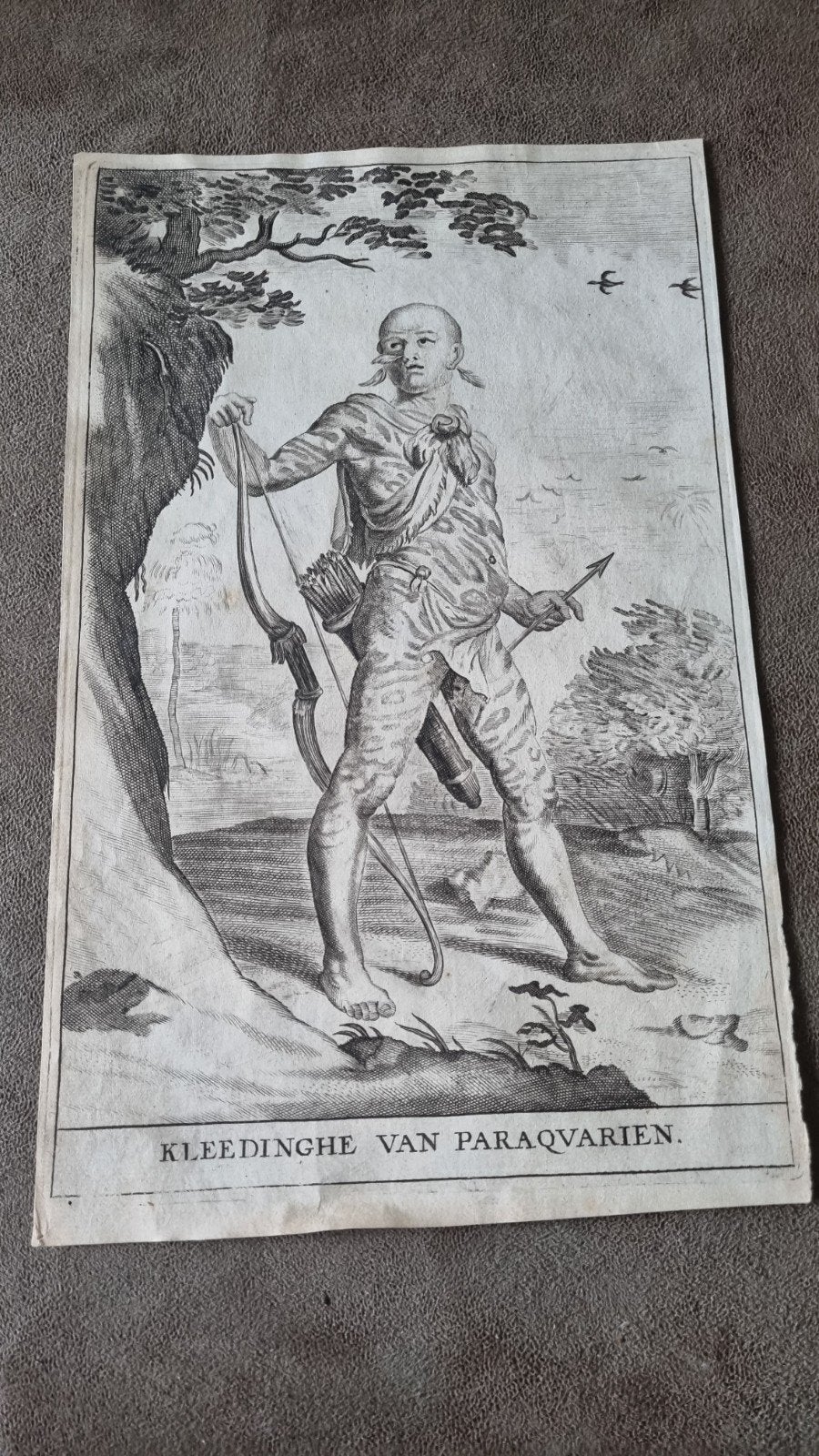 Set van 4 antieke gravures: Kledinghe van Paraqvarien, Antiek en Kunst, Ophalen of Verzenden