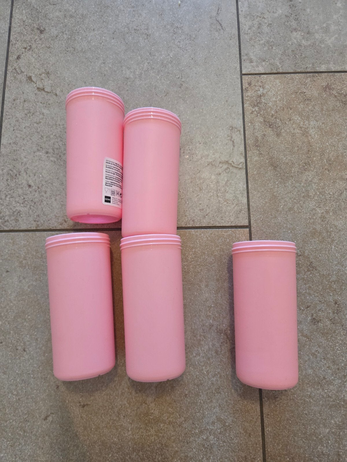 5x Hema Drinkbeker roze - 2x nieuw, 3x zgan (ook per stuk), Kunststof, Nieuw, Ophalen of Verzenden, Roze