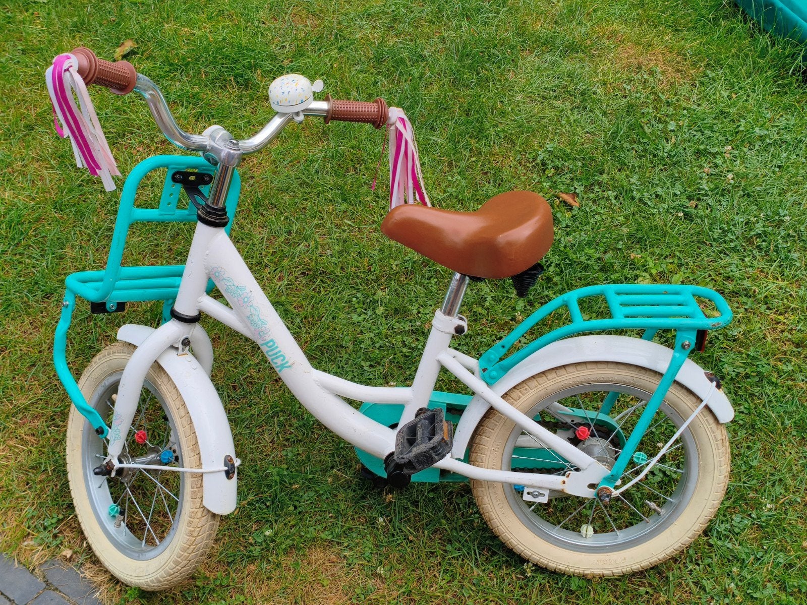 Puck kinderfiets 16 inch met terugtraprem en mandje, Terugtraprem, Ophalen, Puck, 16 tot 20 inch