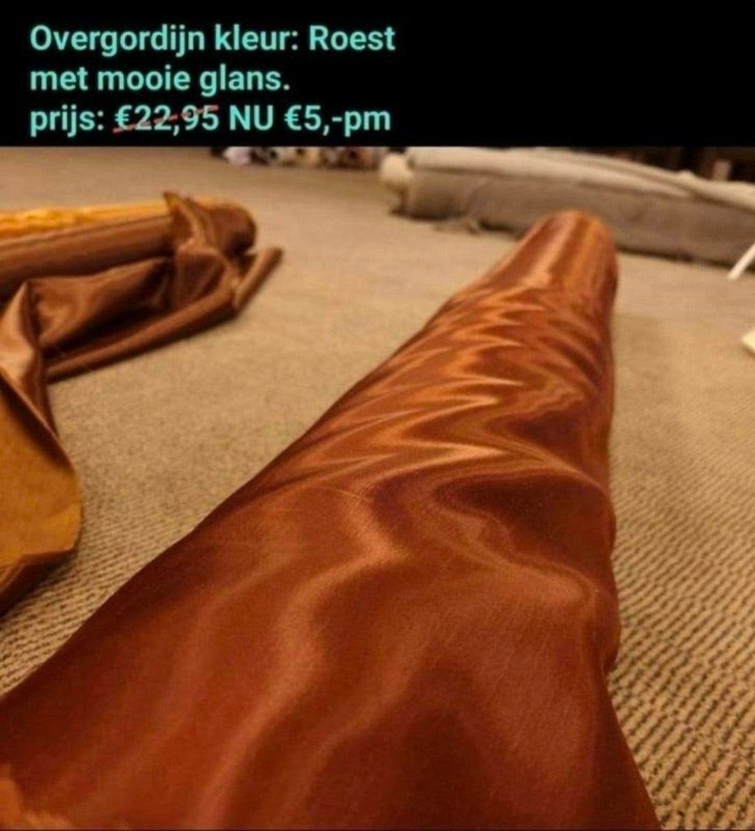 Overgordijn kleur: roest met mooie chique glans, Huis en Inrichting, Ophalen of Verzenden, Nieuw, Overgordijn