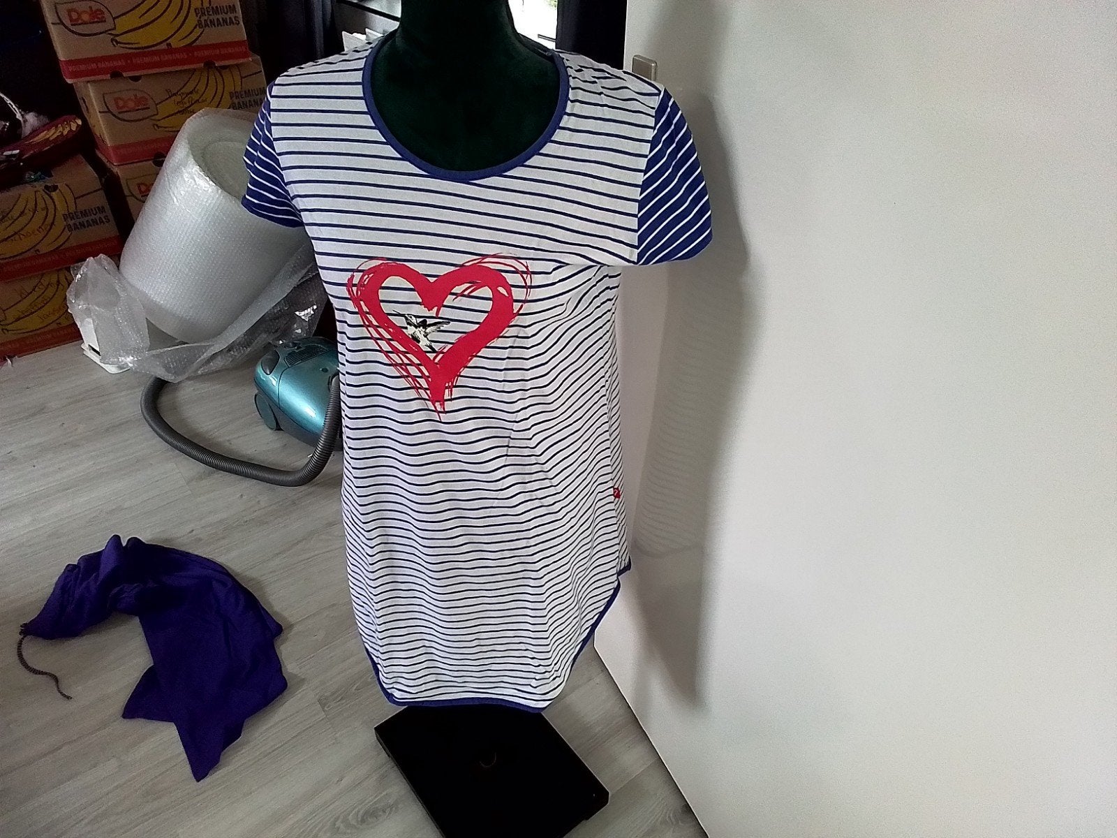 Comfortabel gestreept nachthemd met hartprint, Ophalen of Verzenden, Meerkleurig, Nachtkleding