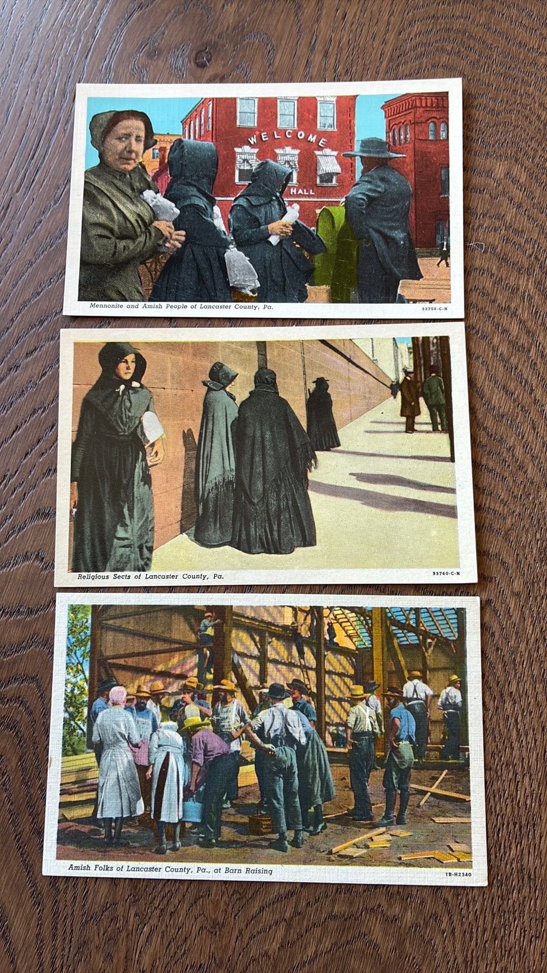 Amish en Mennonite bevolking. 3 kaarten., Ophalen of Verzenden, Ongelopen, Sterren en Beroemdheden
