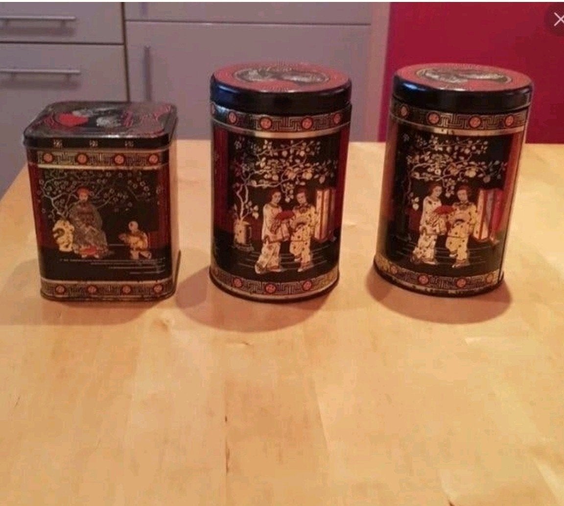 Set van 3 vintage Chinese theeblikken, Antiek en Kunst, Ophalen of Verzenden