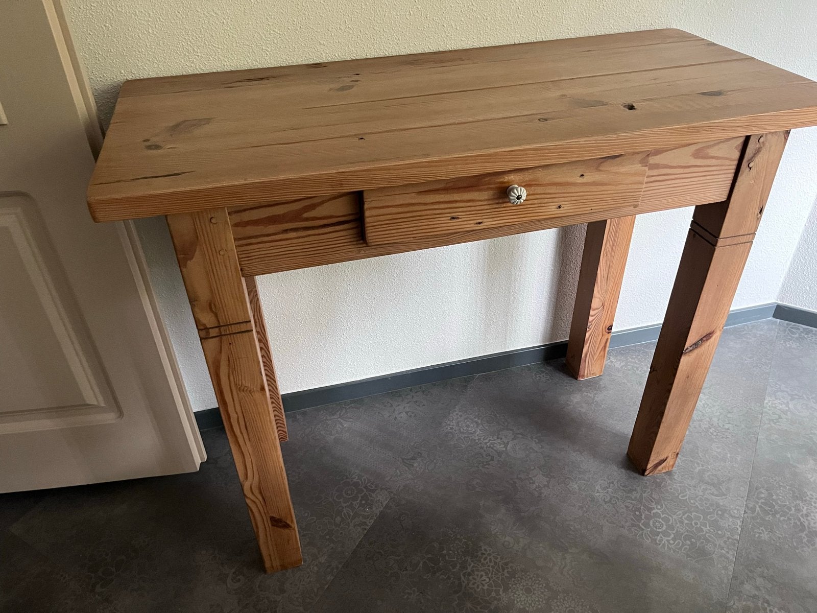 Grenen houten tafel met lade - 100x45x80 cm, Ophalen, Gebruikt, 50 tot 100 cm, Grenen