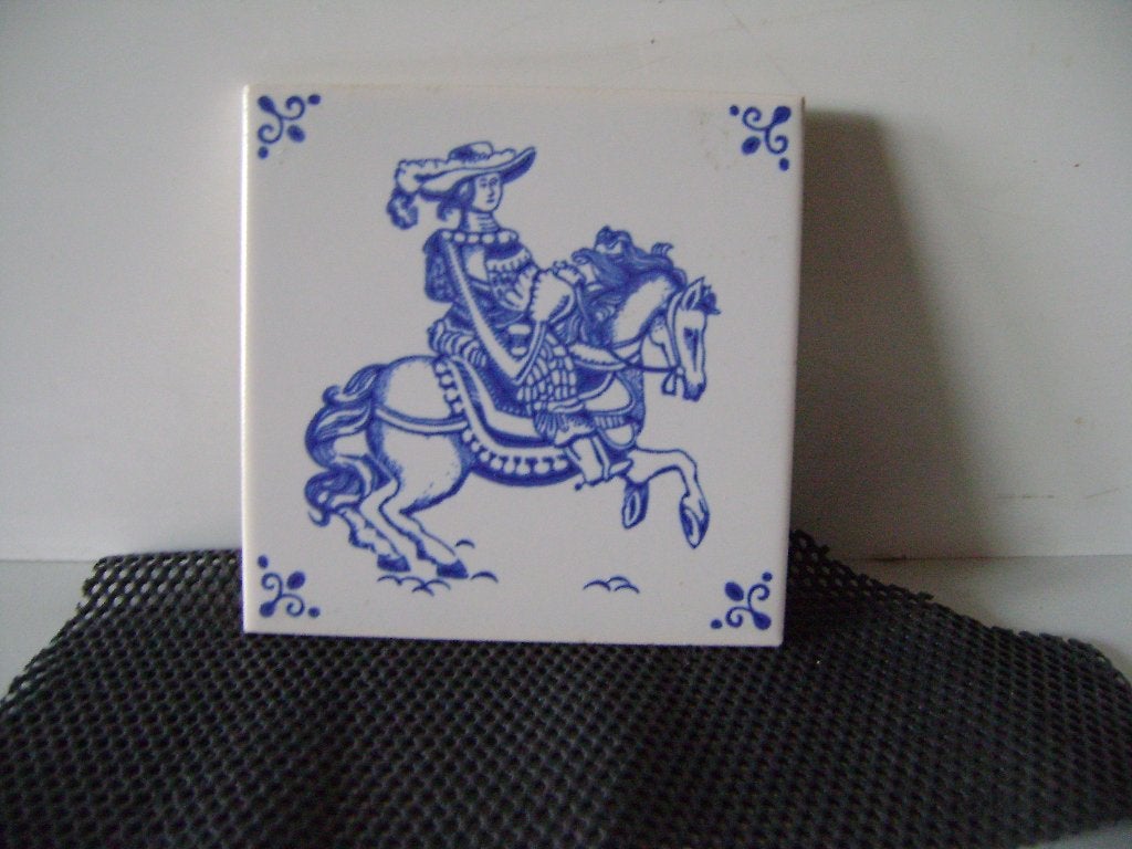 Mosa tegeltje Ruiter te paard 11x11cm, Antiek en Kunst, Ophalen of Verzenden