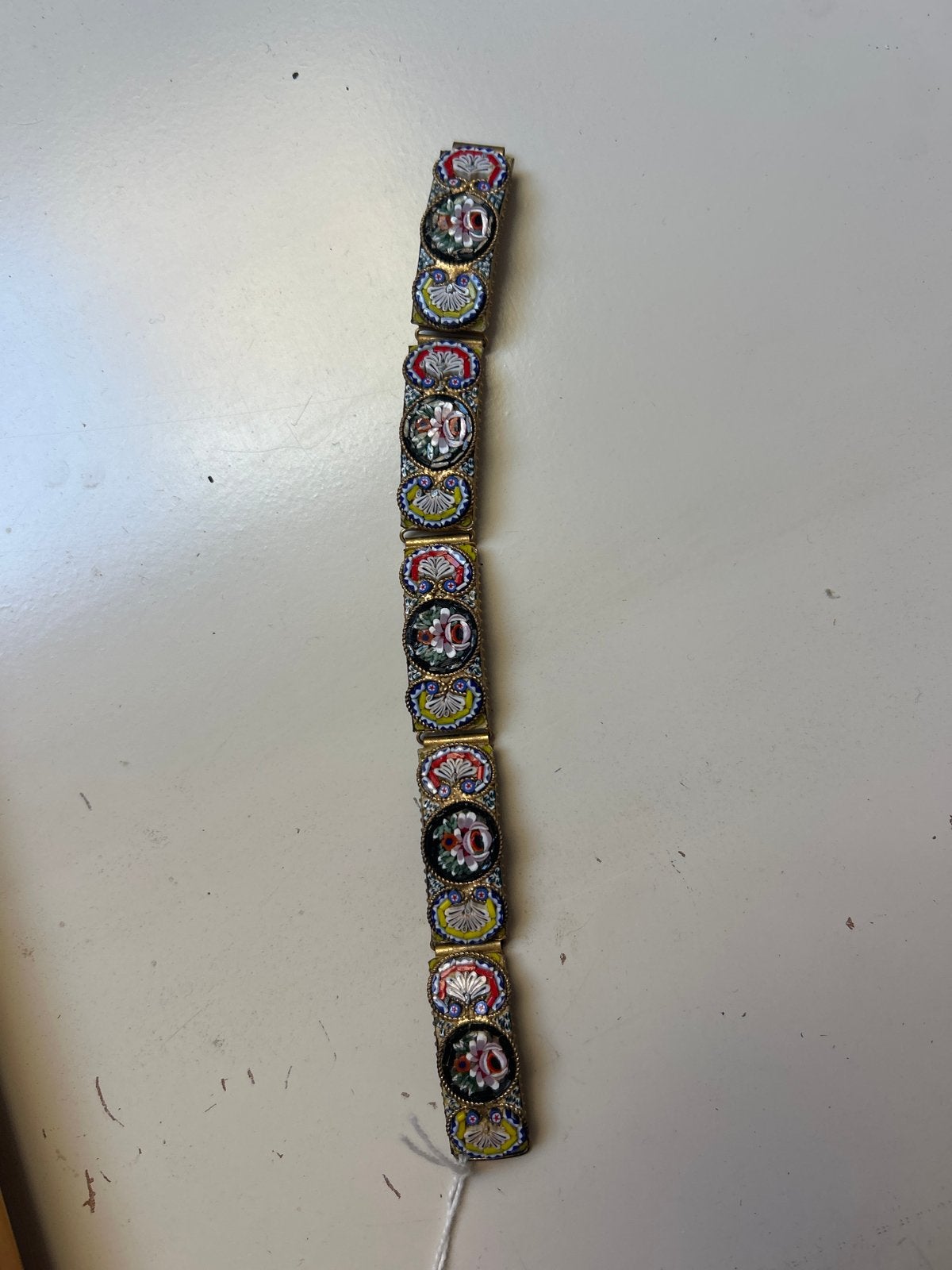 Vintage Micro Mozaïek Armband met Bloemenmotief, Ophalen of Verzenden, Gebruikt, Overige kleuren, Overige materialen