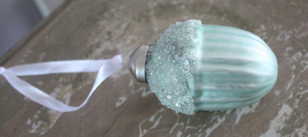 mint groene glazen denne appel ketstbal, Diversen, Kerst, Ophalen of Verzenden, Gebruikt