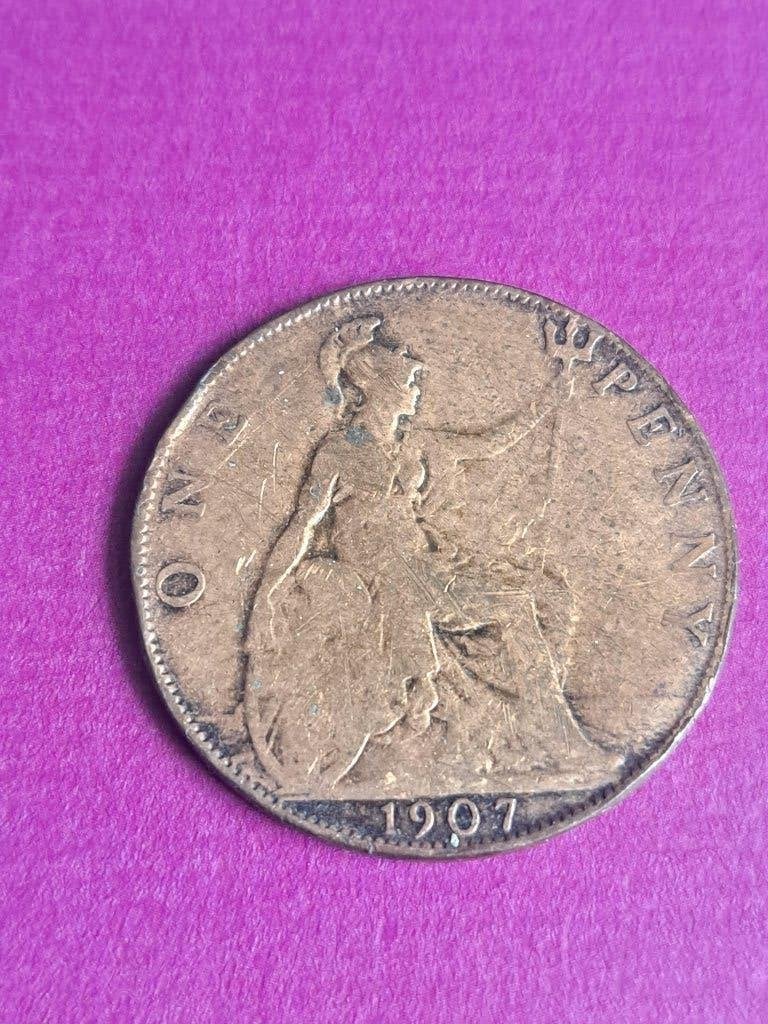 1907 Engeland 1 penny Edward VII, Postzegels en Munten, Munten | Europa | Niet-Euromunten, Verzenden, Overige landen, Losse munt