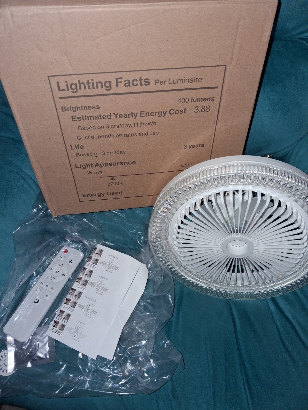 Ventilator met verlichting en afstandsbediening, Ophalen of Verzenden, Nieuw, Plafondventilator
