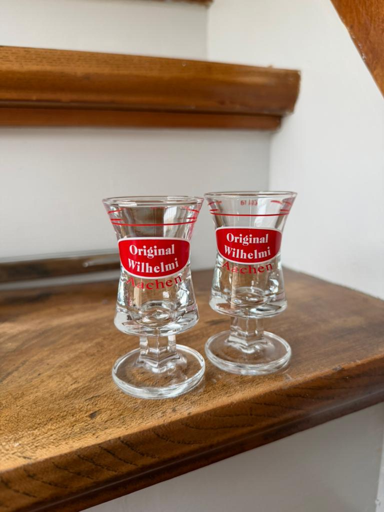2x Borrelglas Original Wilhelmi Aachen 2cl, Verzamelen, Ophalen of Verzenden, Zo goed als nieuw, Borrel- of Shotglas