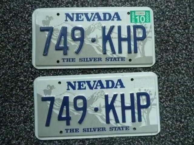 Paar USA License plate / kentekenplaten Nevada Silver State, Verzenden, Gebruikt, Auto's