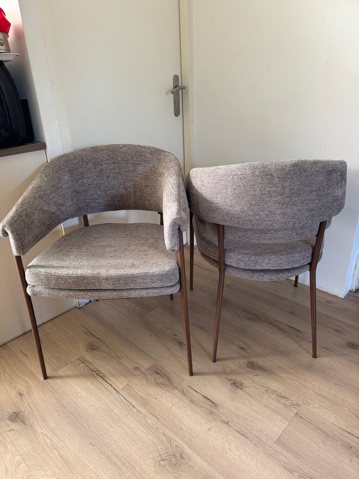 2x eetkamer stoelen van Zitmaxx - grijs beige, Huis en Inrichting, Ophalen, Twee, Zo goed als nieuw, Metaal