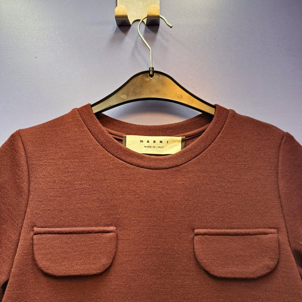 Marni bruin rode peplum top dikke stof 1 weef foutje S 47761, Bruin, Marni, ., Ophalen of Verzenden