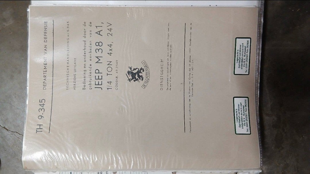 Technische handleiding Jeep Nekaf M38 A1, Ophalen of Verzenden