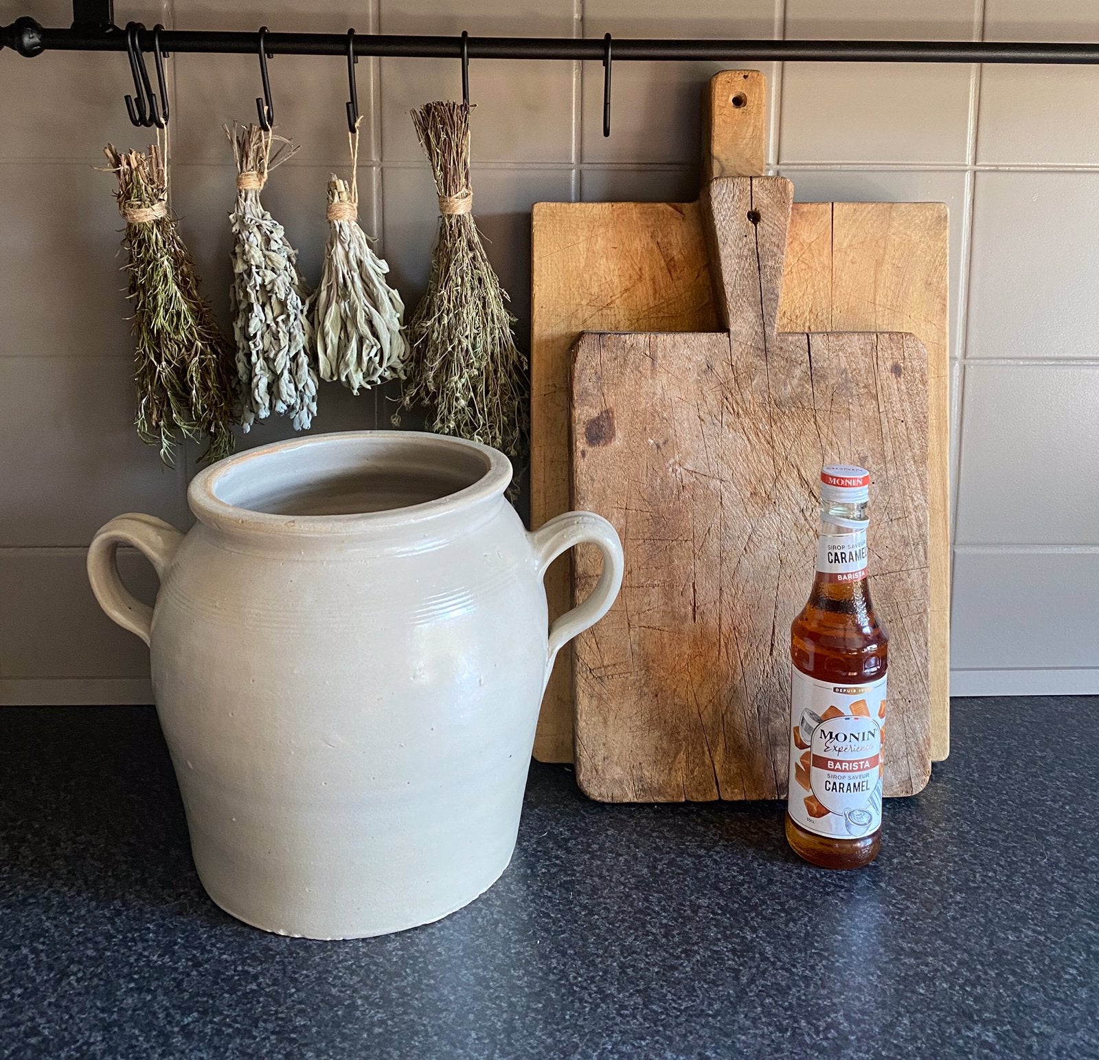 Oude grespot-oude pot-kruik-brocante-landelijk-aardewerk pot, Ophalen