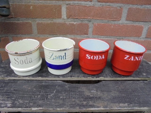 creme emaille zand en sodabakjes, Ophalen of Verzenden