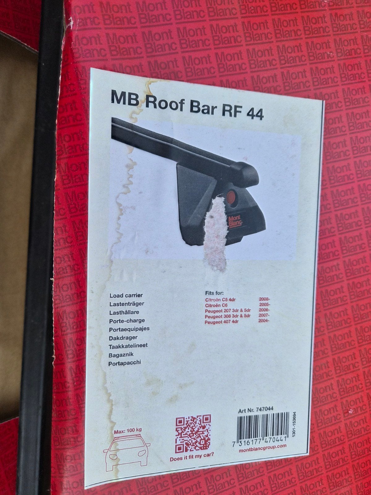 Mont Blanc MB Roof Bar RF 44 - Dakdragers, Auto diversen, Dakdragers, Ophalen of Verzenden