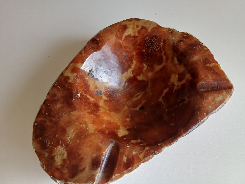 Dit is een vintage handgemaakte asbak van albast of onyx, Ophalen of Verzenden, Huis en Inrichting