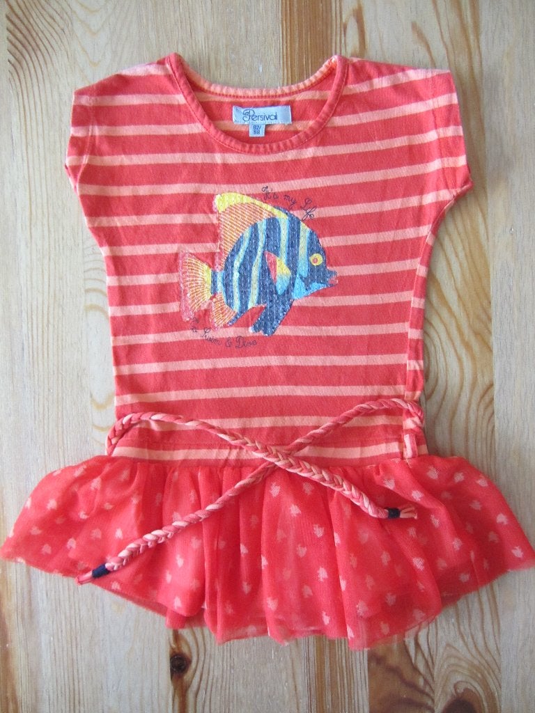 Rood zomerjurkje/tuniekje met vis Persival maat 92, Ophalen of Verzenden, Gebruikt, Meisje, Jurk of Rok