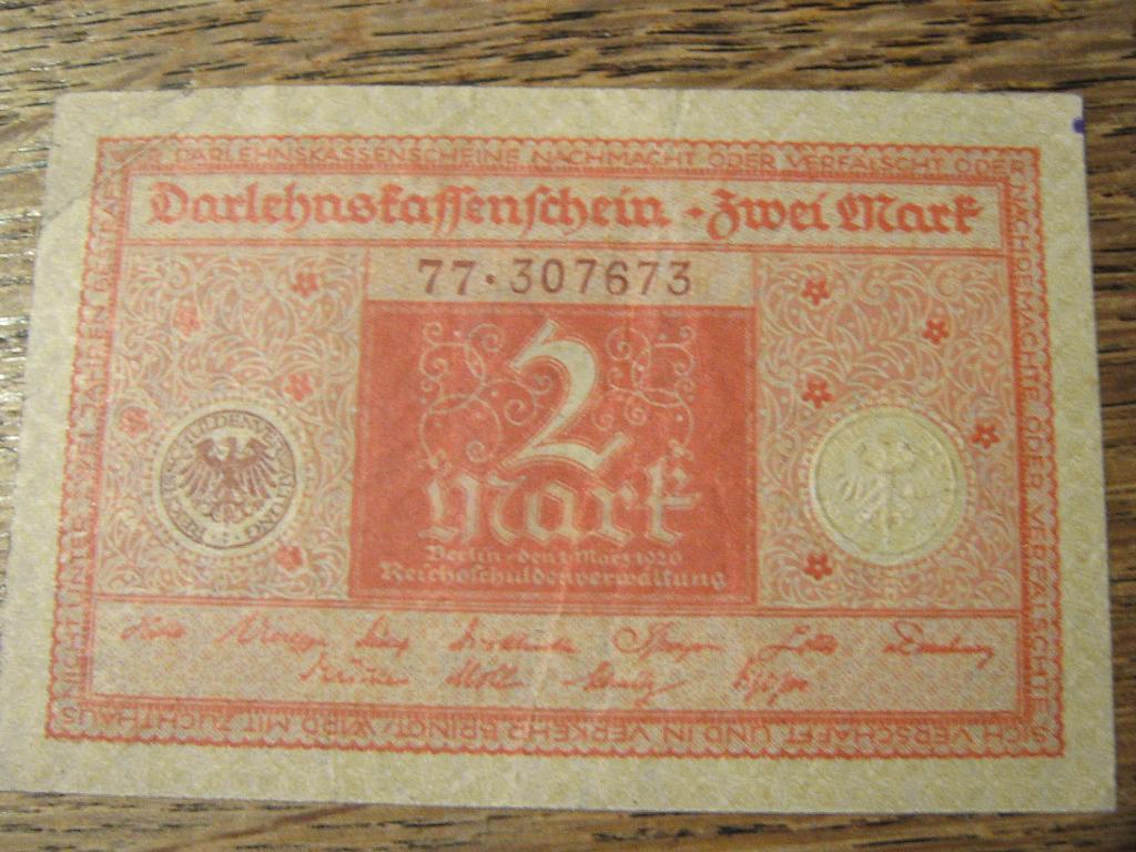 Weimar Duitsland biljet 2 mark 1920 #568, Postzegels en Munten, Bankbiljetten | Europa | Niet-Eurobiljetten, Ophalen of Verzenden