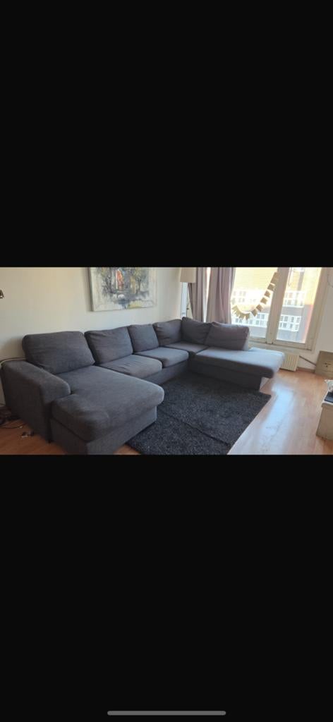 Grijze hoekbank XXL – 3,40 m breed – comfortabele grote bank, Ophalen of Verzenden, Gebruikt