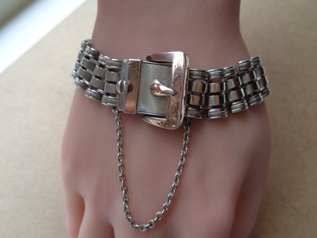 zilveren armband met vergulde gesp [979], Verzenden, Zo goed als nieuw, Zilver, Zilver