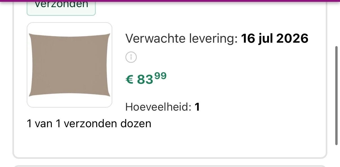 Zonnescherm rechthoekig 4x6 / 5x7 / 6X7 oxford stof taupe, Tuin en Terras, Zonneschermen, Overige typen, 450 cm of meer, Ophalen of Verzenden