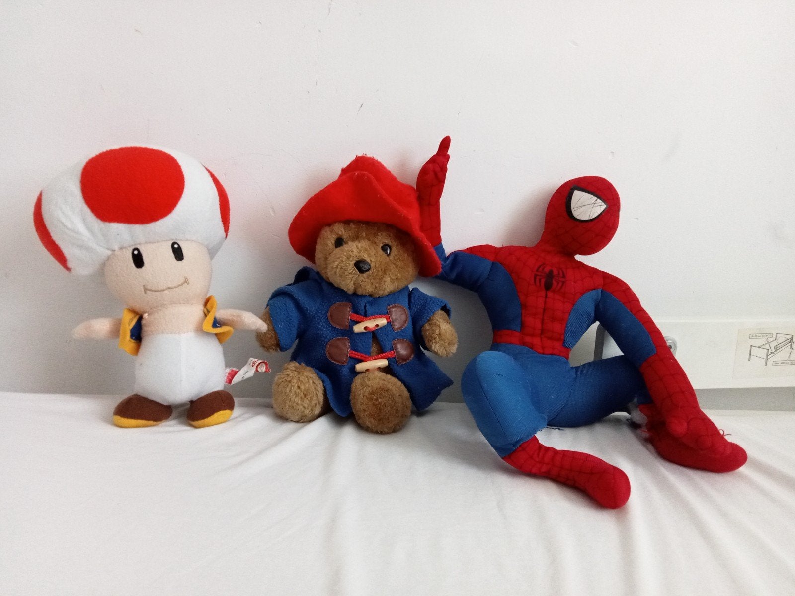 Knuffel set: Toad, Paddington Beer en Spiderman, Ophalen, Gebruikt, Overige merken, Beer