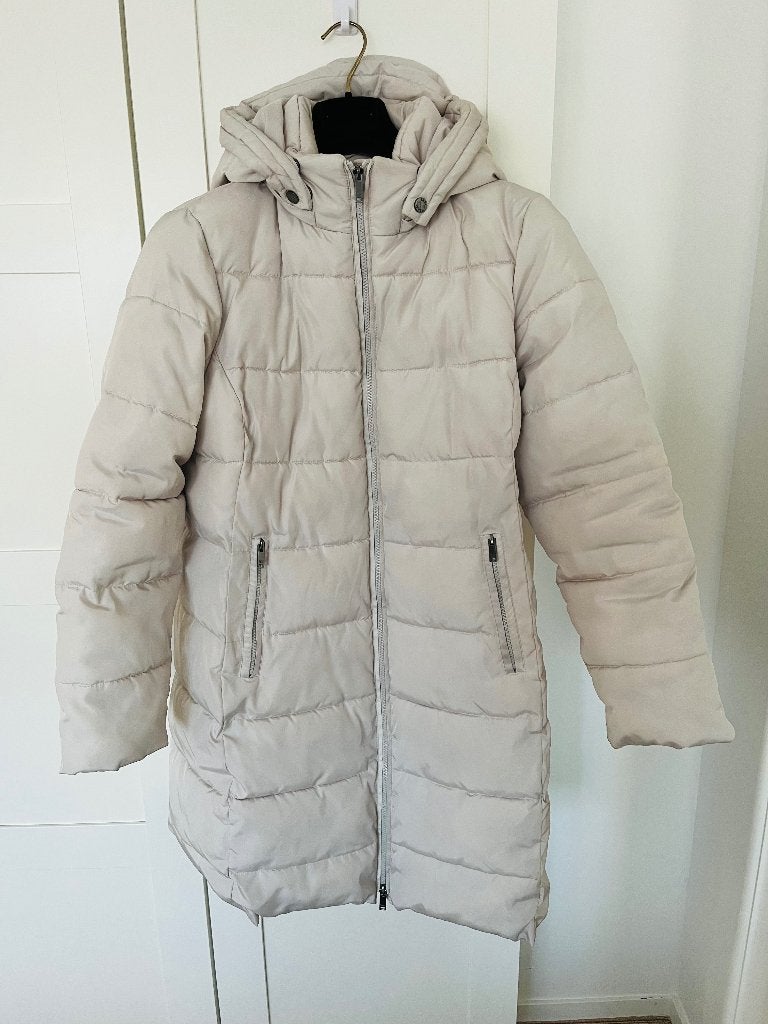Donsjas maat 42 Saki Sweden, Beige, Maat 42/44 (L), Ophalen of Verzenden, Gedragen