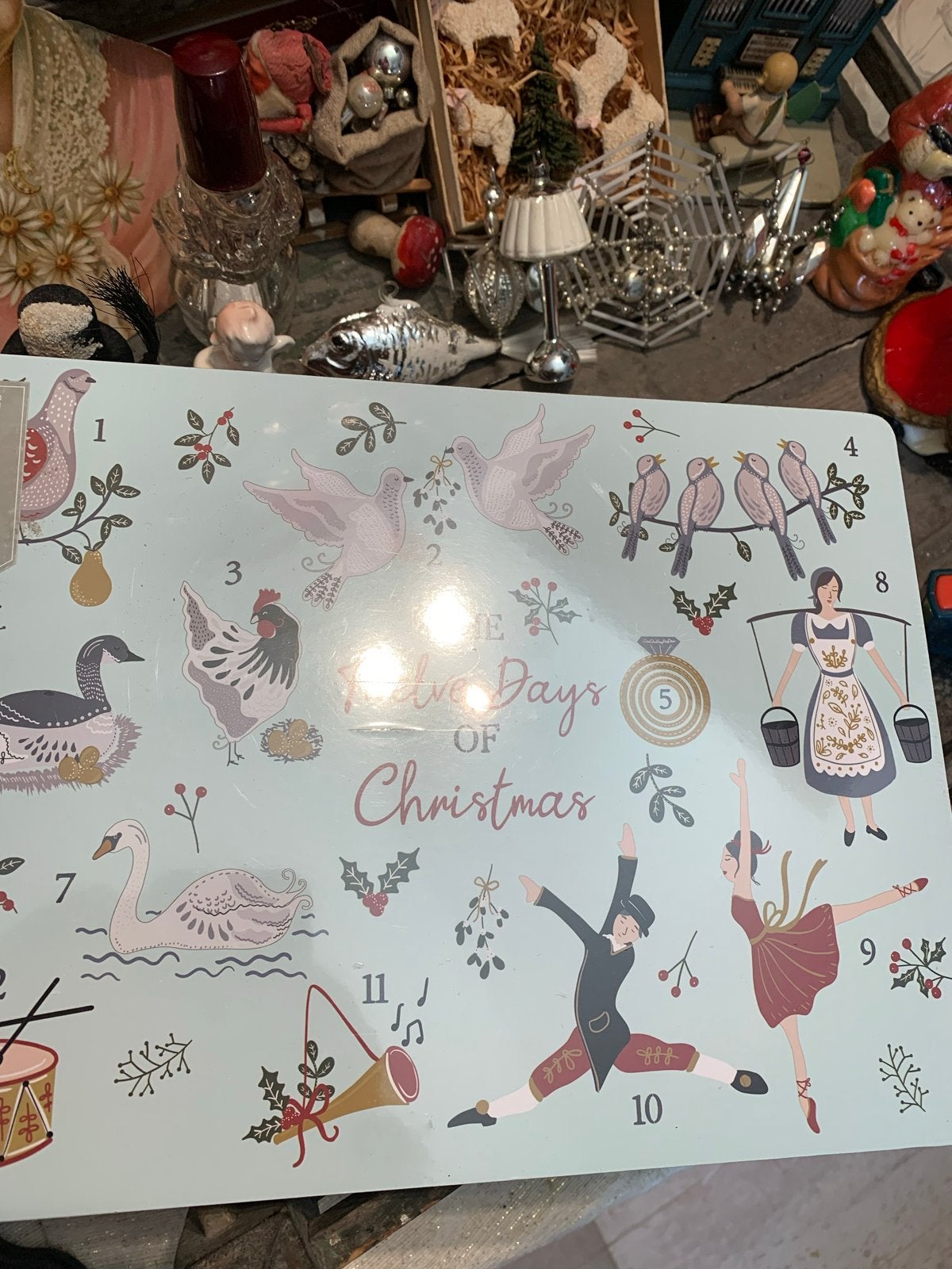 Kerst placemats 'The Twelve Days of Christmas' (4 stuks), T, Ophalen of Verzenden, Zo goed als nieuw, N