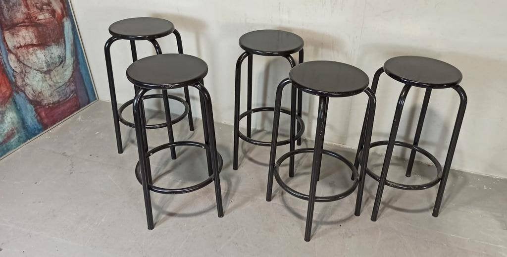 5 x vintage barkruk, zwart, p/p/s, Ophalen, Tweedehands, Tweedehands, 60 tot 90 cm